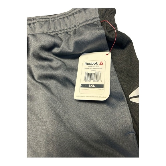 Reebok Men’s Athletic Training Shorts 3XL Black Gray Gym Drawstring Pockets - Picture 2 of 6